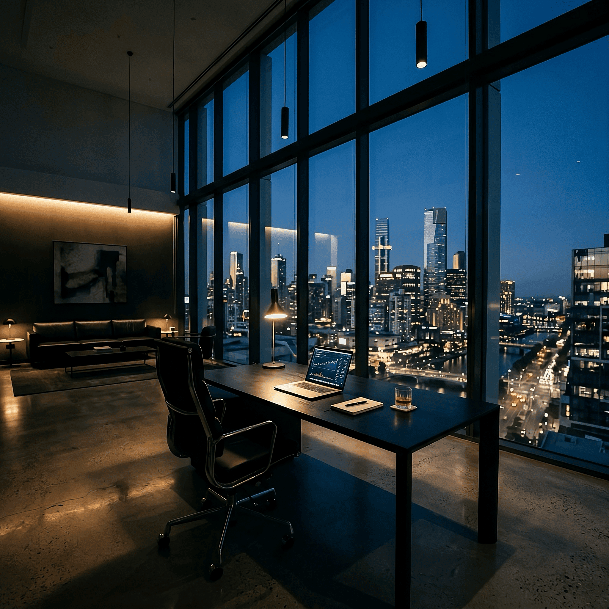 Melbourne CBD office at night