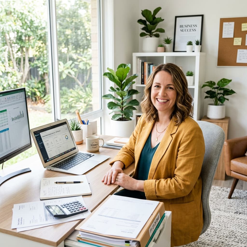 Simplified Self-Employed Funding Self-employed Australian entrepreneur working on financial forecasts in modern studio office